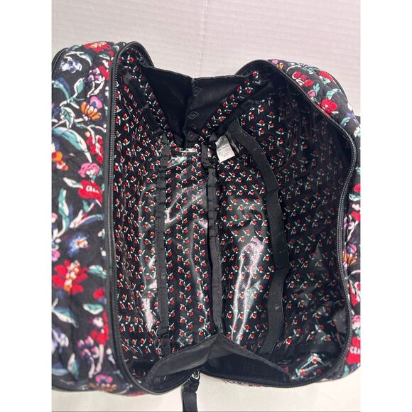 Quilted Floral Ultimate Travel Toiletry Cosmetic Bag Black Perennials Noir - Picture 6 of 10